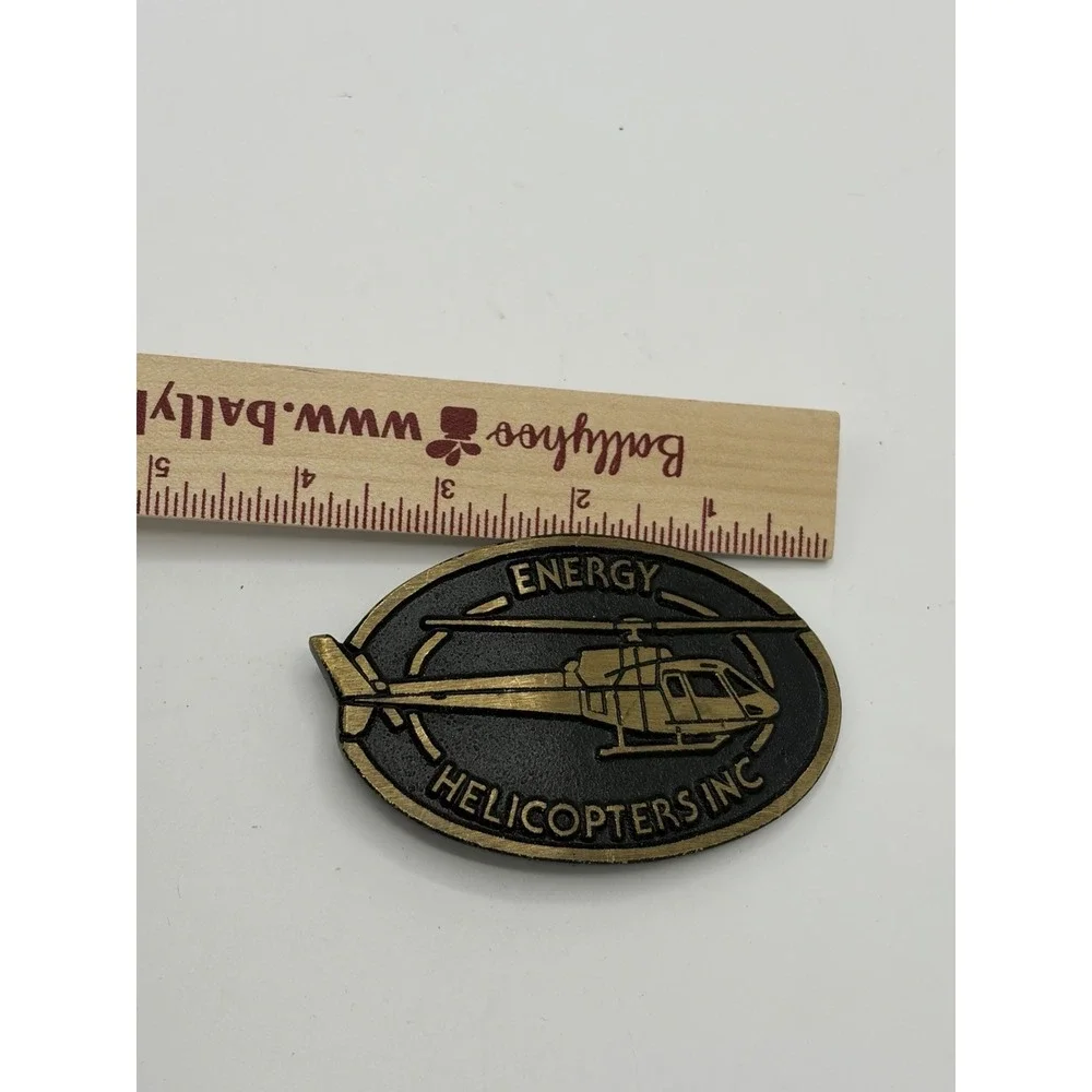 Vintage Energy Helicopters Inc Belt Buckle Brass‎ Metal Bronze USA
